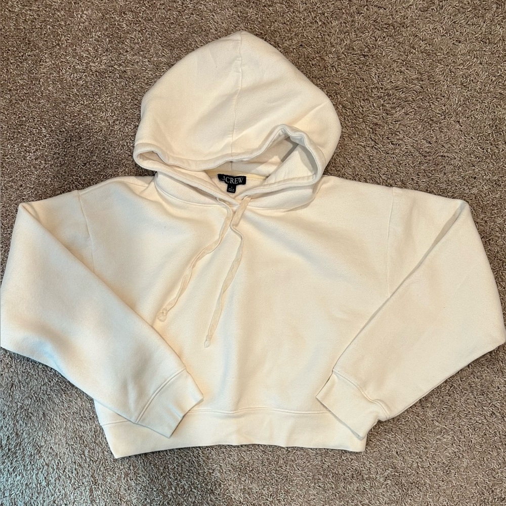 J. Crew Heritage Cropped Hoodie Cream Off-White Sz Large